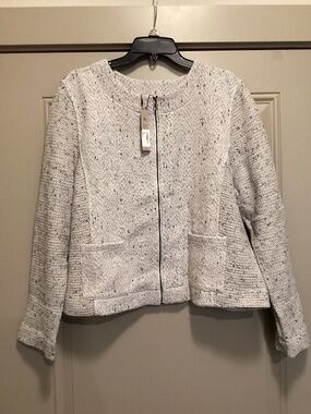 NIC+ZOE Woven & Knit Zip Jacket, size XL